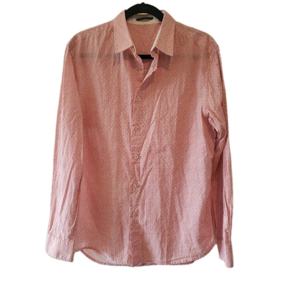 Elie Tahari Shirt Womens Button Up Pink Long Sleeve Cotton Sz L Lightweight